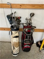 2- golf bags full assorted golf clubs
