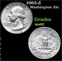 1963-d Washington Quarter 25c Grades Select Unc