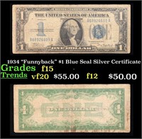 1934 $1 Blue Seal Silver Certificate Grades f+