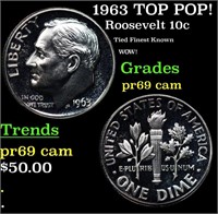 Proof 1963 Roosevelt Dime TOP POP! 10c Graded pr69