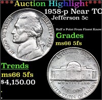 ***Auction Highlight*** 1958-p Jefferson Nickel Ne