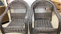 2 Plastic wicker chairs, some loose wrapping