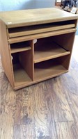 Oak finish wood computer cabinet with slide outs,
