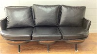 Faux black leather couch, 6 removable cushions,