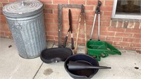 Garage lot metal trash can with assorted