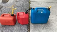 Fuel cans, 2 gasoline and kerosene (3 pc lot)