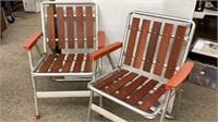 2 aluminum folding chairs, wood slats