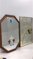Octagonal mirror with glass crosses and gold