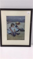 Mary Cassatt print of Children playing on Beach,