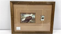 Eagle picture and Stamp (15 cent) double matted