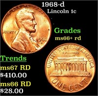 1968-d Lincoln Cent 1c Grades GEM++ RD