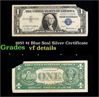 1957 $1 Blue Seal Silver Certificate Grades vf det