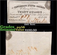 1861 Confederate States Twenty Dollars Note Grades
