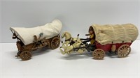 (2) vintage covered wagons, (1) wooden(condition