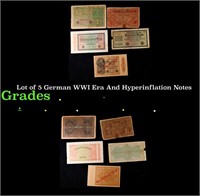 Lot of 5 German WWI Era And Hyperinflation Notes G