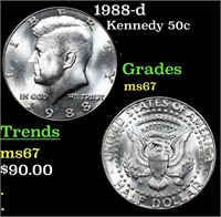 1988-d Kennedy Half Dollar 50c Grades GEM++ Unc