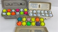 3 dozen golf balls- UTZ, Top flite, wheaties, pro
