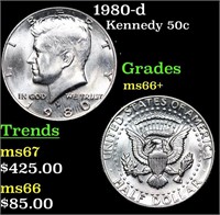 1980-d Kennedy Half Dollar 50c Grades GEM++ Unc