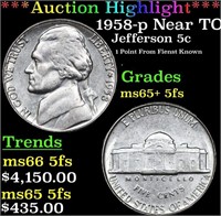 ***Auction Highlight*** 1958-p Jefferson Nickel Ne