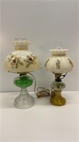 (2) oil lamps converted to electric with vintage