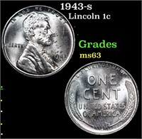 1943-s Lincoln Cent 1c Grades Select Unc
