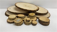 (27) various size live edge wood slabs