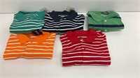 (5) men’s polo shirts with tags. Size large