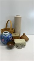 Pottery vases, covered dish, sparrow club music
