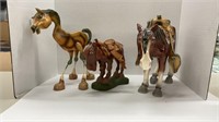 (3) hand made and painted horse statues, Papillon