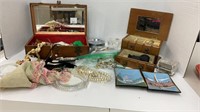 (2) jewelry boxes with mixed costume jewelry: