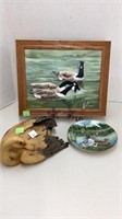 Duck painting, 17x14, plate and composite