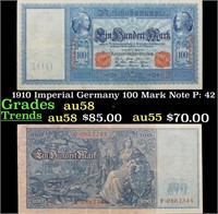 1910 Imperial Germany 100 Mark Note P: 42 Grades C