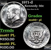 1971-d Kennedy Half Dollar 50c Grades GEM++ PL