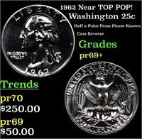 Proof 1962 Washington Quarter Near TOP POP! 25c Gr