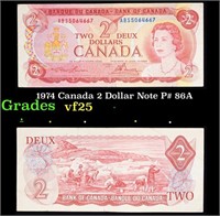 1974 Canada 2 Dollars Banknote P# 86a, Sig. Lawson