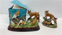 (3) Andrea figurines- fox hounds (has box), red