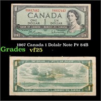 1967 Canada 1 Dolalr Note P# 84B Grades vf+