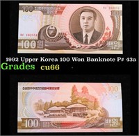 1992 Upper Korea 100 Won Banknote P# 43a Grades Ge