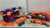 Nurf gun and arrow lot with box of various
