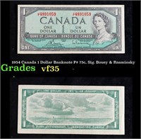 1954 Canada 1 Dollar Banknote P# 75c, Sig. Bouey &