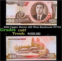 1992 Upper Korea 100 Won Banknote P#?43 Grades Gem