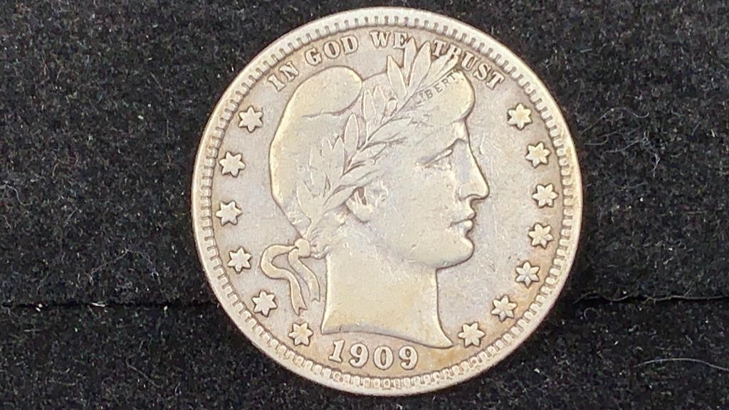 1909-D Silver Barber Quarter better grade