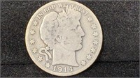 1914-S Silver Barber Half Dollar