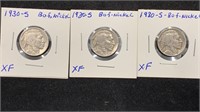 (3) 1930-S Buffalo Nickels