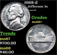 1968-d Jefferson Nickel 5c Grades GEM++ Unc