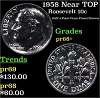 Proof 1958 Roosevelt Dime Near TOP POP! 10c Graded