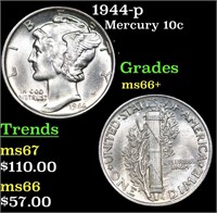 1944-p Mercury Dime 10c Grades GEM++ Unc