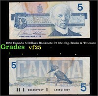 1986 Canada 5 Dollars Banknote P# 95c, Sig. Bonin