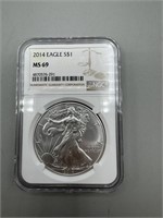 2014 NGC $1 MS69 Silver Eagle