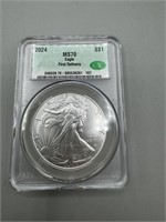 2024 CAC $1 MS70 Silver Eagle First Delivery